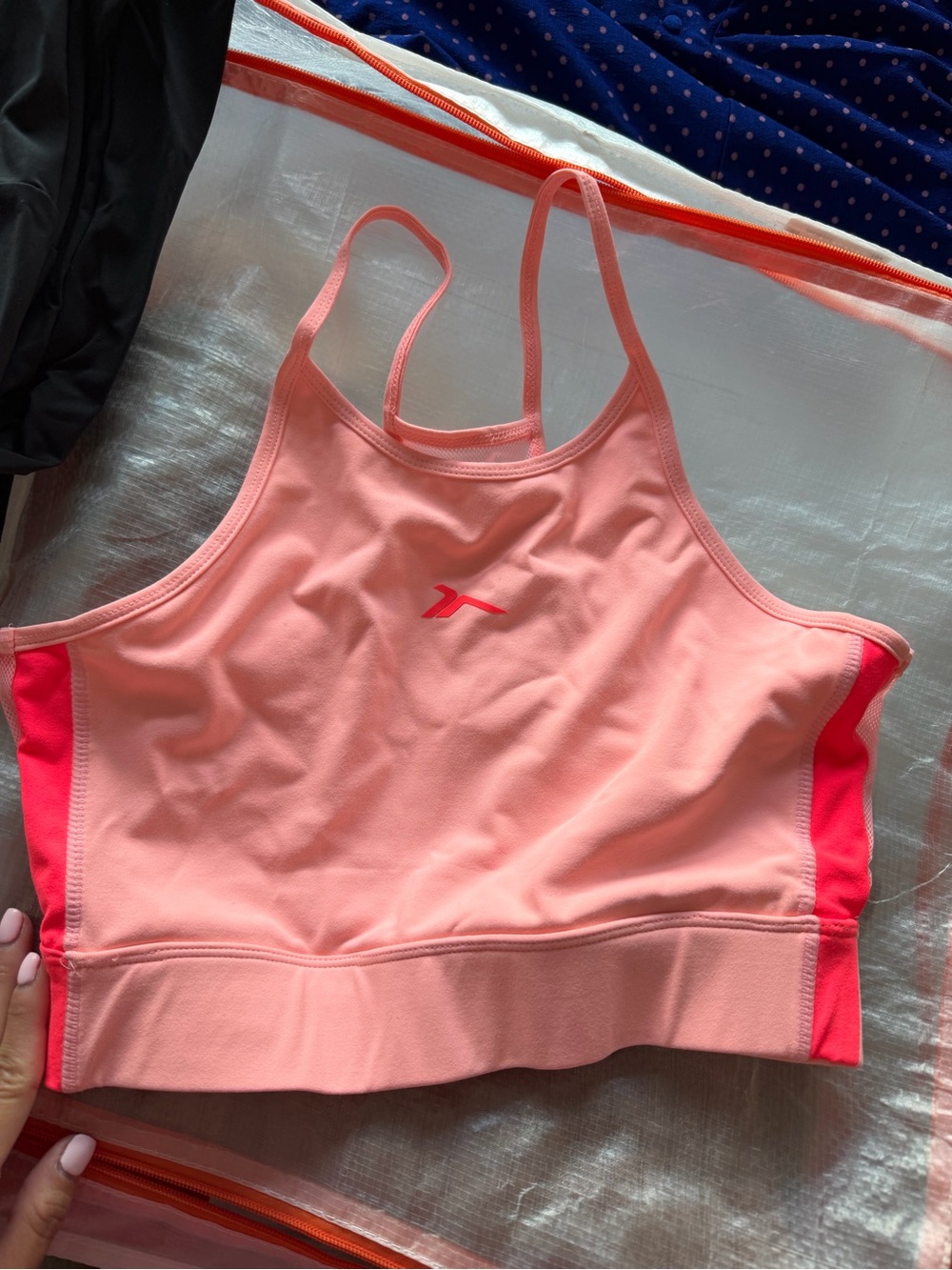 Light Pink Contrast Sports Bra Top with Bright Pink Accents
